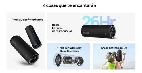 Bocina Huawei Sound Joy Portátil Bluetooth Devialet Negro Color Obsidian Black - 7