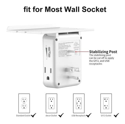  Extensor De Salida Usb De Pared Con Luz Nocturna Led. - 8