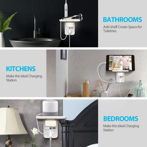  Extensor De Salida Usb De Pared Con Luz Nocturna Led.