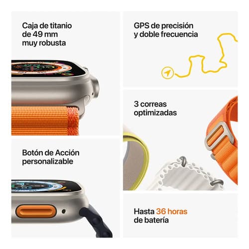 Apple Watch Ultra Gps - Caja De Titanio 49 Mm - Correa Naranja - L - 8