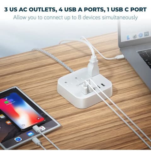 Power Strip With Usb C 5 Usb Ports (25w/5a), Safe Shutter De - 8