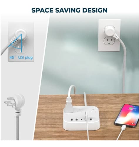 Power Strip With Usb C 5 Usb Ports (25w/5a), Safe Shutter De - 7