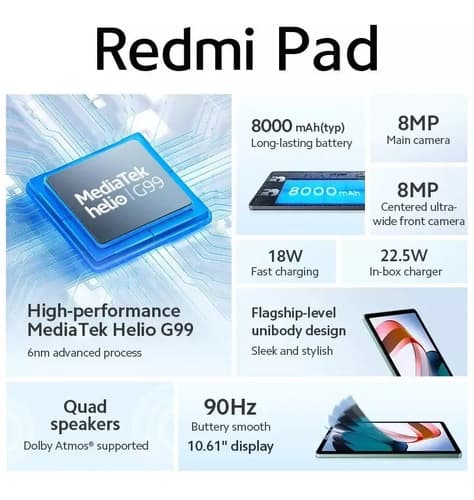 Tablet Xiaomi Redmi Pad 128gb 4gb Ram Moonlight Silver Color Moonlight Silver - 4