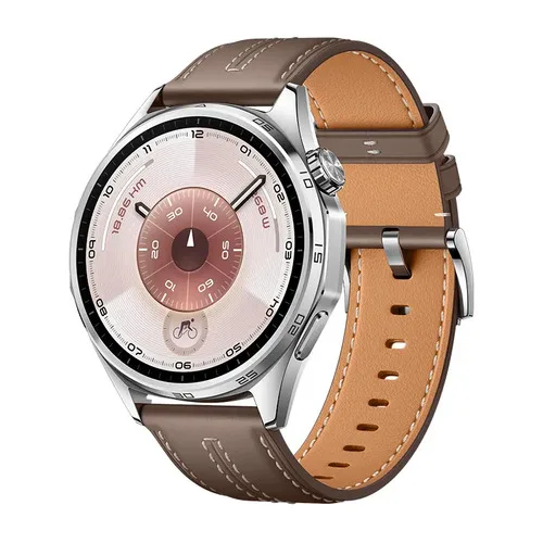 Smartwatch Huawei Watch Gt 6 46mm Gris Plateado Cuero Marrón Oscuro
